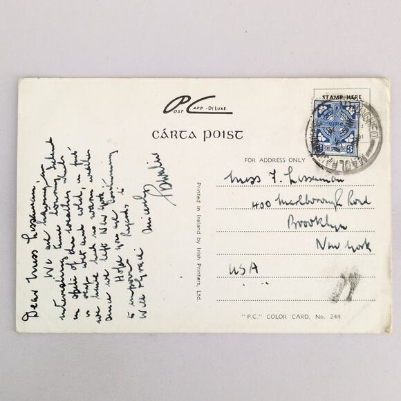 Irish Jaunting Car Tour Lakes of Killarney Ireland 1950s Postcard Souvenir Irish - Picture 2 of 2